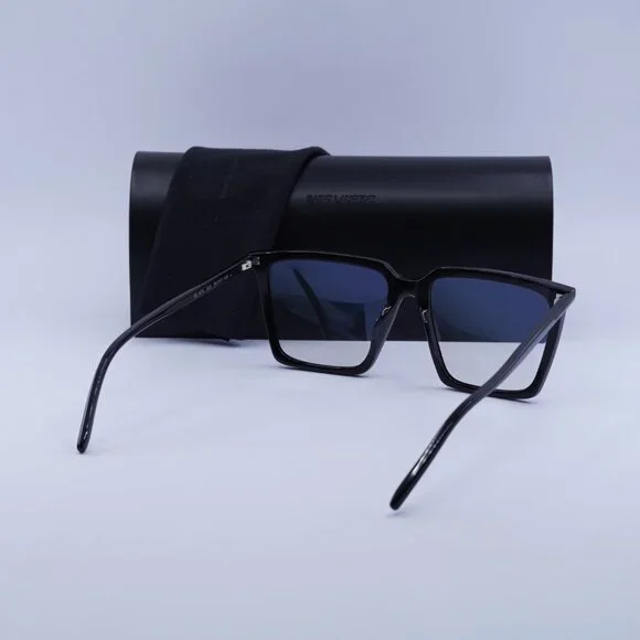 Saint Laurent SL474 006 Square Sunglasses – Shiny Black/Blue Light Protection